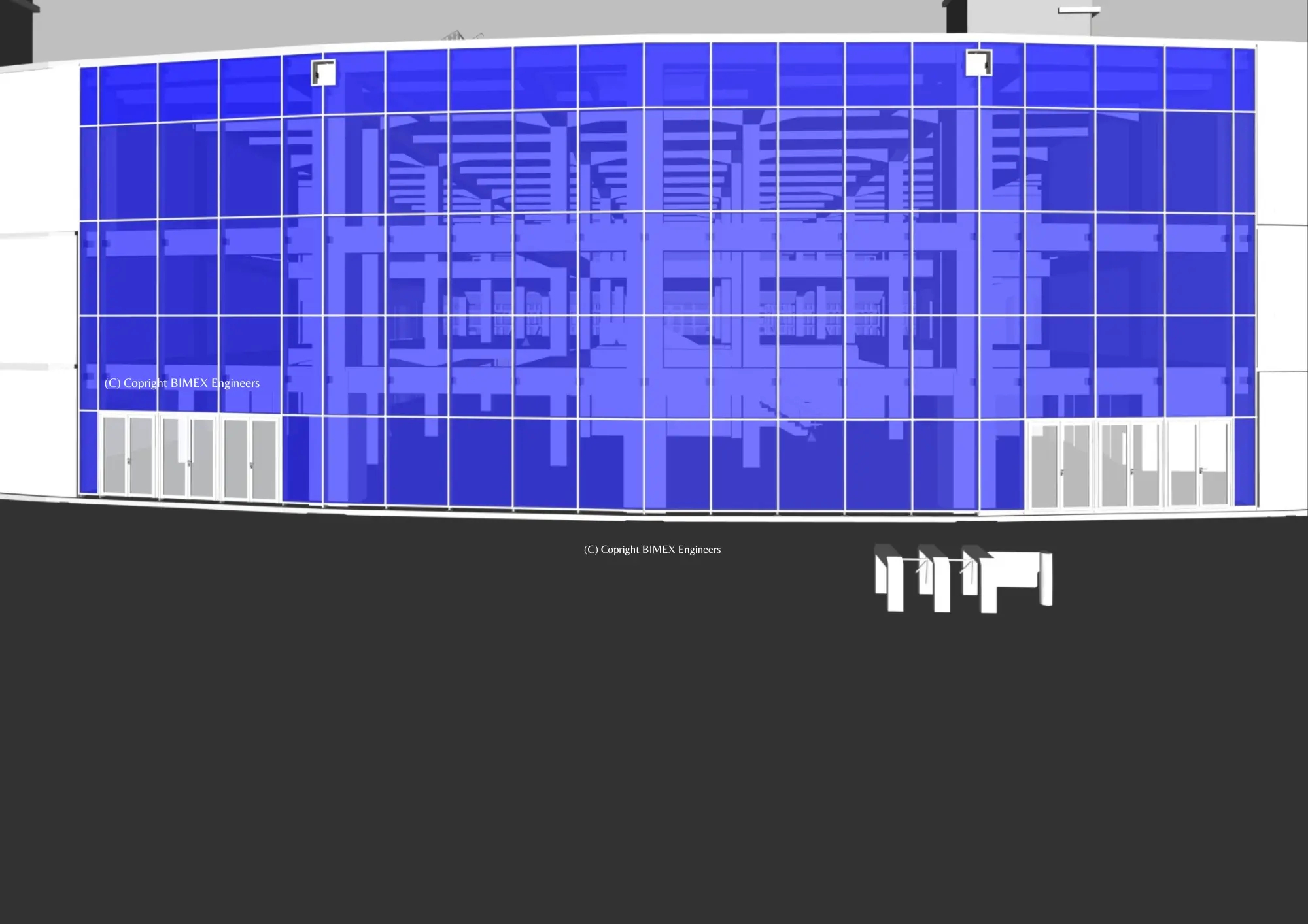 Facade BIM Services Outsourcing - Curtain Wall Stadium Entrance